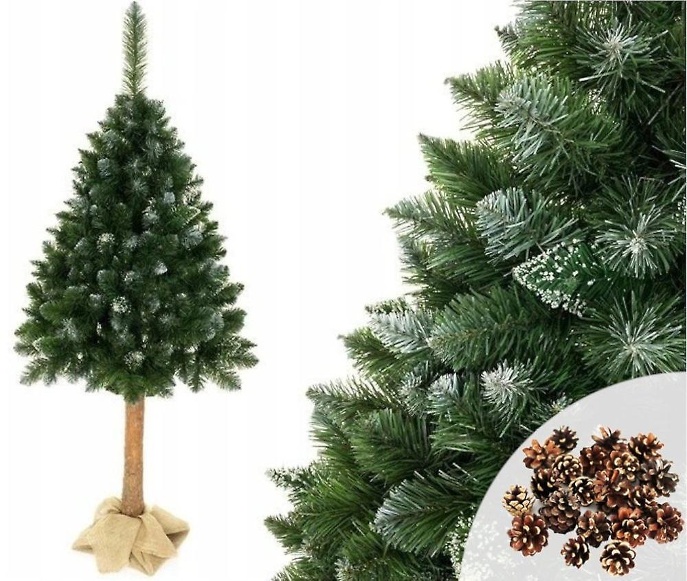 Viking Choice Artificial Christmas tree - 180 cm - on stem - with snow and glitter Green white Kerstboom - grenen stam - voet