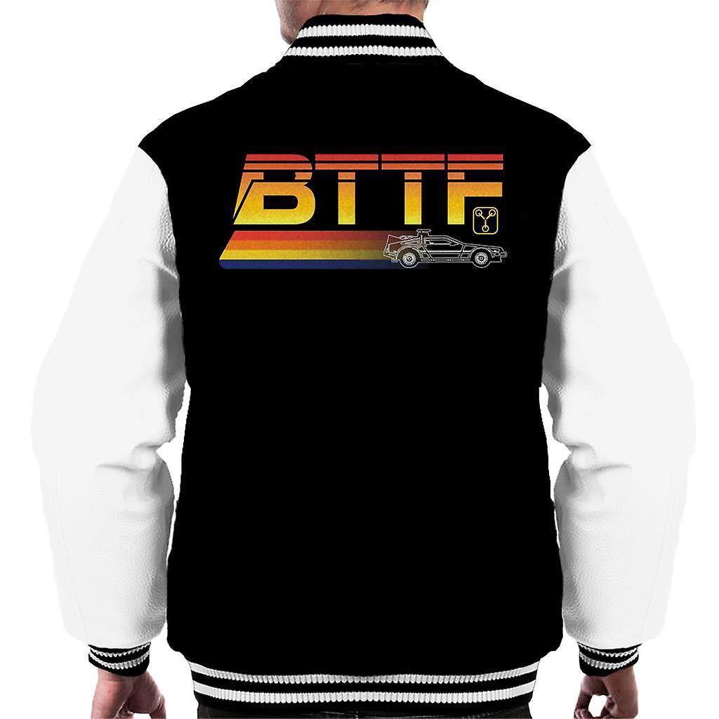 Back to the Future Delorean Zooming Men's Varsity Jacket Black/White Large