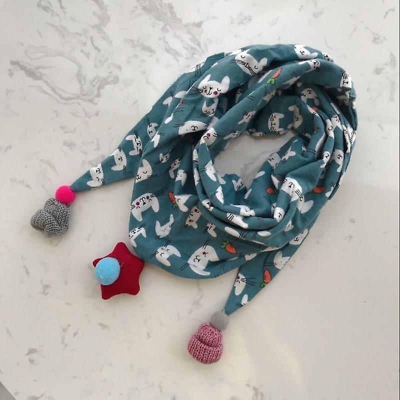 Slowmoose Baby Triangle Bib Scarves - Autumn Winter Shawl, Cotton Neck Collars Warm Kids blue cat