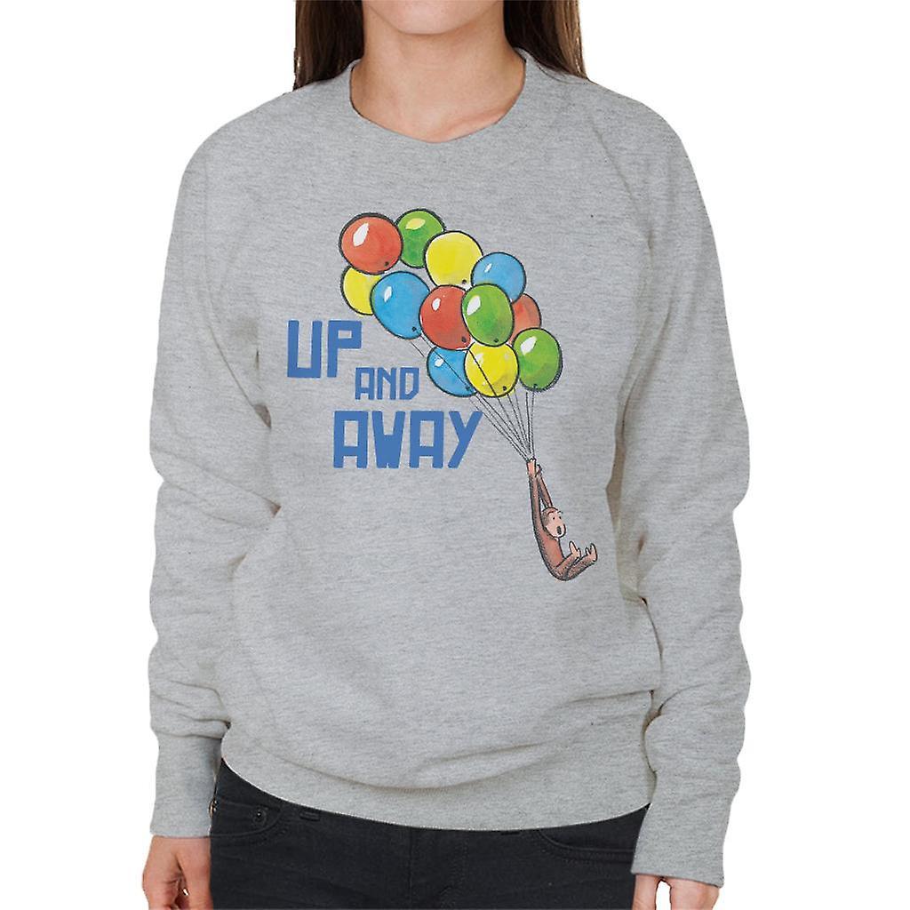 Curious George Up And Away Balloons Women's Sweatshirt Heather Grey Large