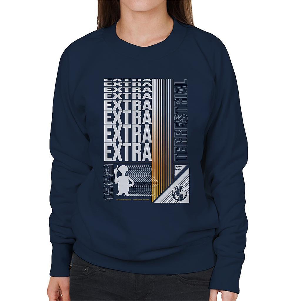 E.T. E.T. Extra Terrestrial Mirrored Text Women's Sweatshirt Navy Blue XX-Large