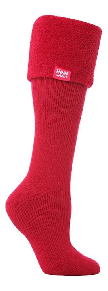 Heat Holders Ladies Thermal Knee High Wellington Boot Socks Red 4-8 Uk