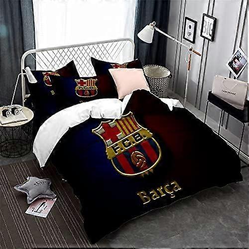 Kerota FC Barcelona Football Team Bedding Set with Pillowcase, Duvet Cover + 2 Pillowcases - Moisture-Proof, Hypoallergenic ) Double200x200cm