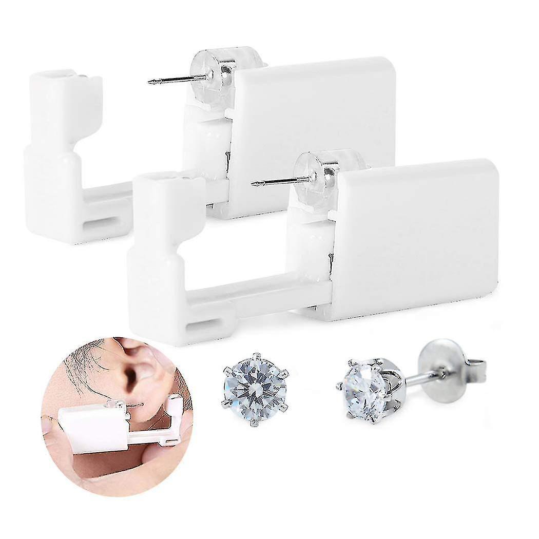 Tianzun Disposable Safety Body Nose Lip Navel Ear Piercing Gun Pierce Punch Tool Beauty Kit With Crown White Steel Ear Studs Asepsis