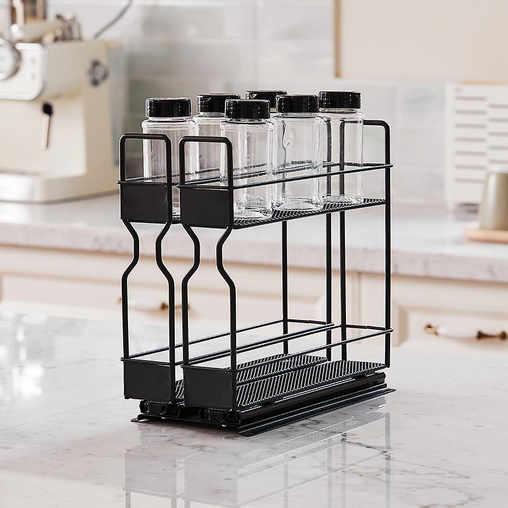 Living And Home Livingandhome 2-Tier Slide-Out Metal Spice Rack for Cabinet