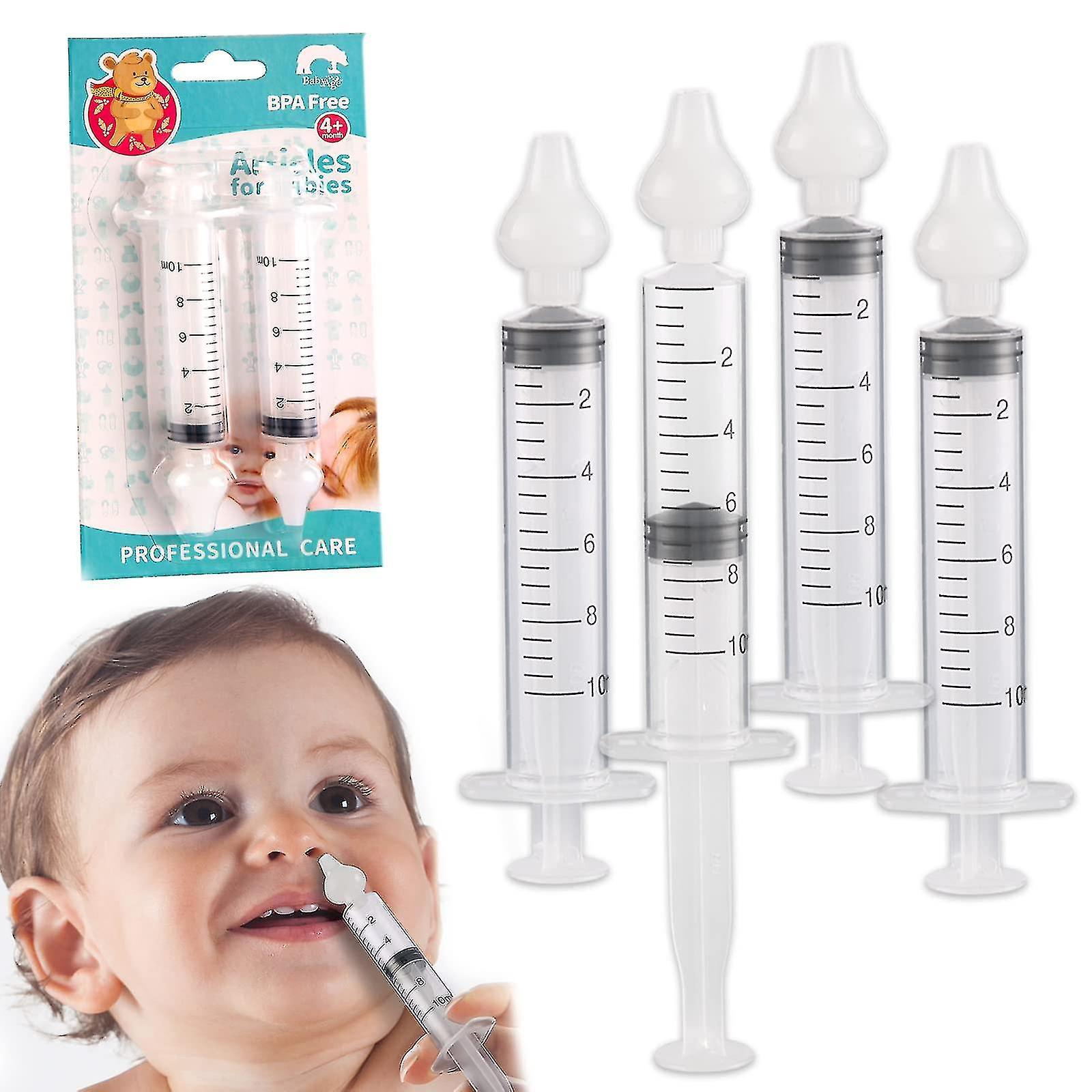 Subaoe 4pcs Nasal Syringe For Baby, Silicone Baby Nasal Aspirator Qucik Syringe Nose Cleaner Rinsing Tool For Baby/infant/kid E1