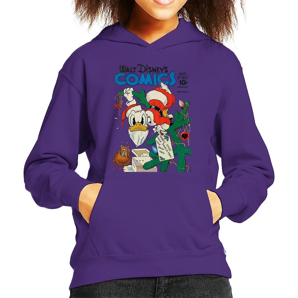 Disney Christmas Donald Duck As Santa Kid's Hooded Sweatshirt Purple Medium (7-8 yrs)