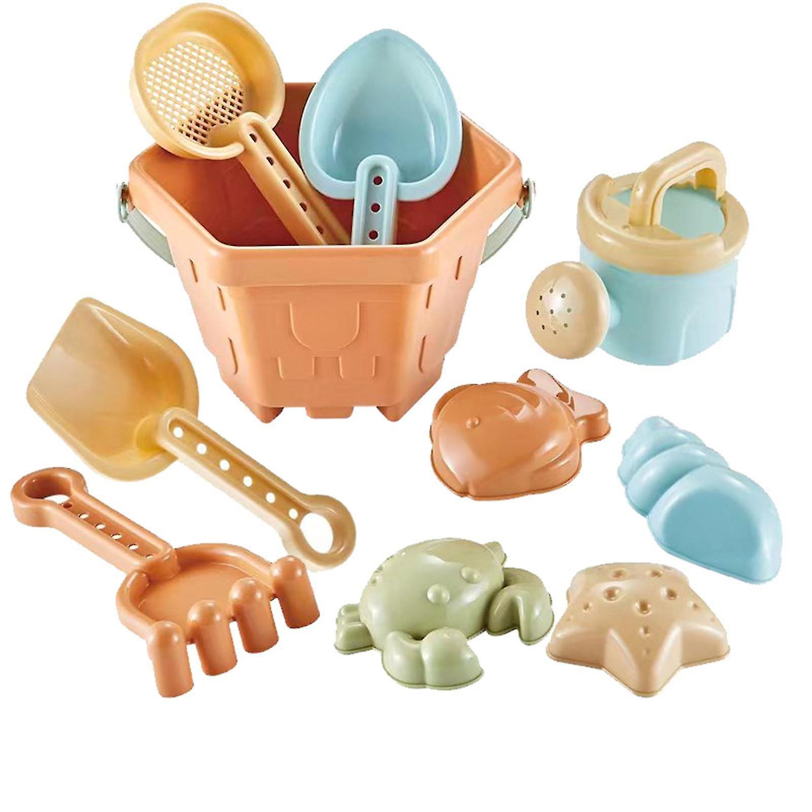 Subaoe 2024 New,10pcs Sand Toys Beach Toys Sand Molds Beach Shell Bucket Shovel Rake Sand Play Set For Kids Toddlers February3