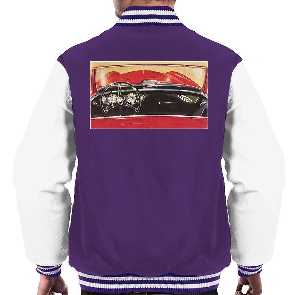 Austin Healey Drivers Seat British Motor Heritage Men's Varsity Jacket Purple/White Medium