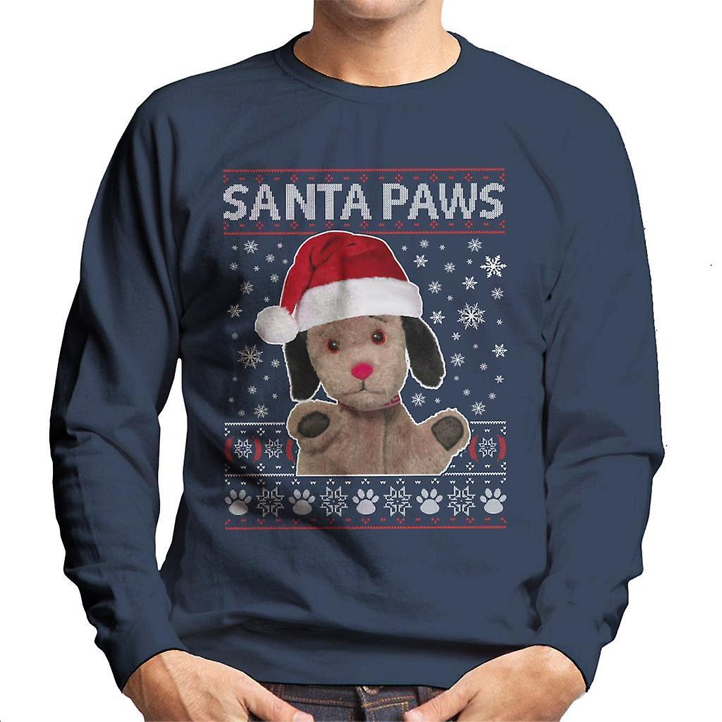 Sooty Christmas Sweep Santa Paws Men's Sweatshirt Navy Blue Small