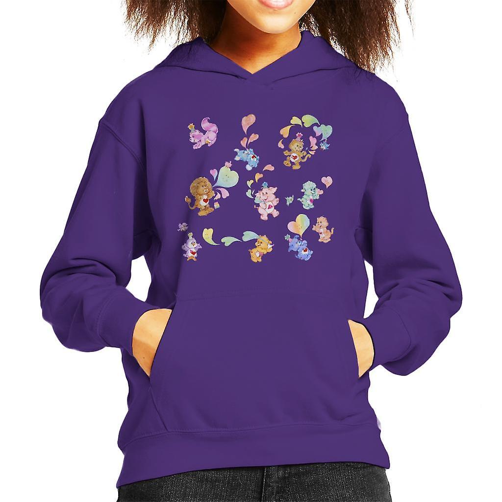 Care Bears Love Heart Montage Kid's Hooded Sweatshirt Purple Medium (7-8 yrs)