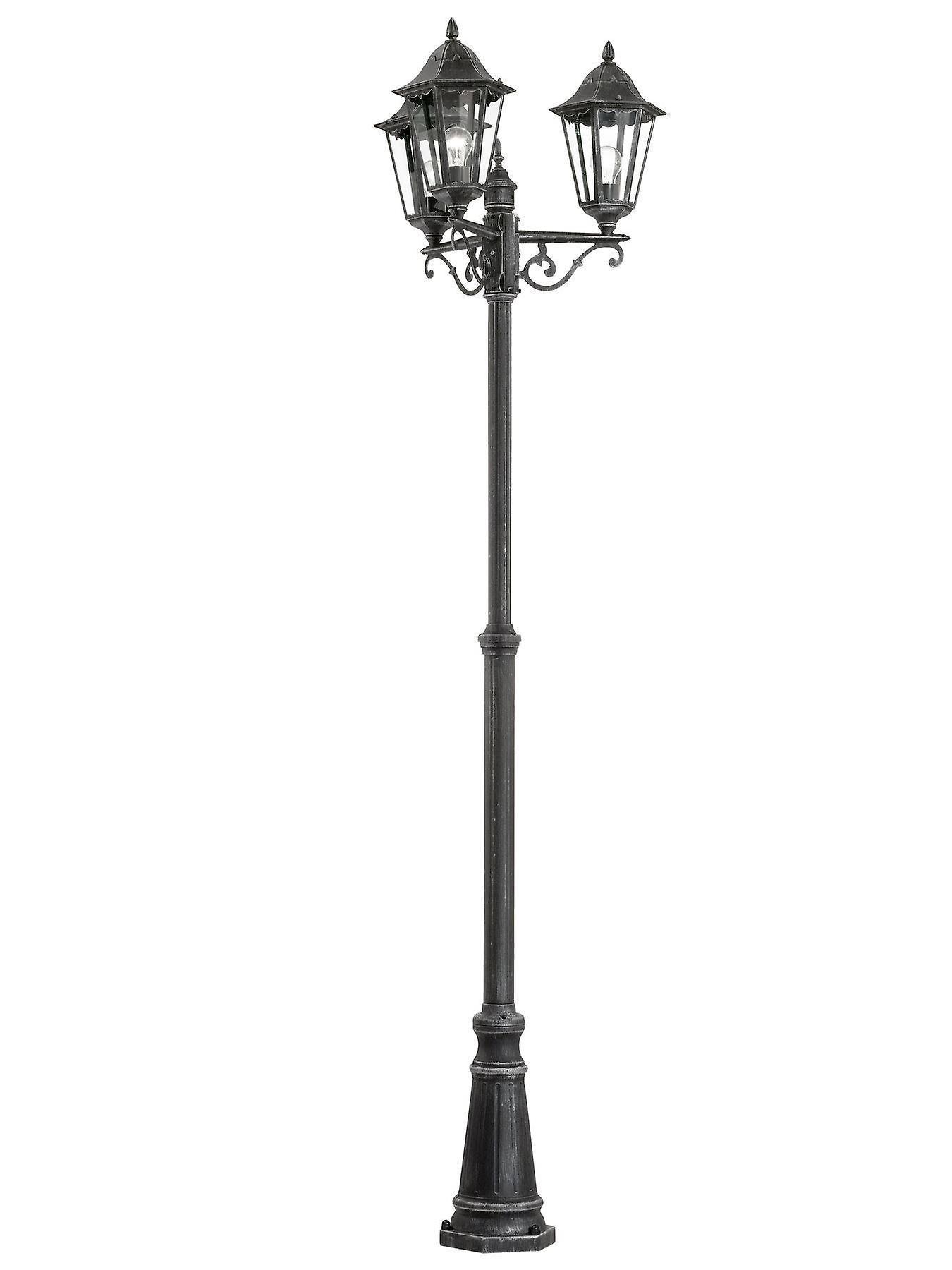 Eglo Lighting Navedo 3 Light Outdoor Triple Lamp Post Black, Silver-Patina 6567, E27