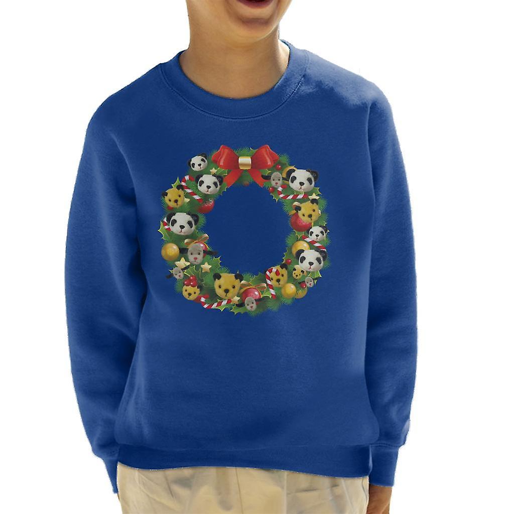 Sooty Christmas Wreath Kid's Sweatshirt Royal Blue X-Small (3-4 yrs)