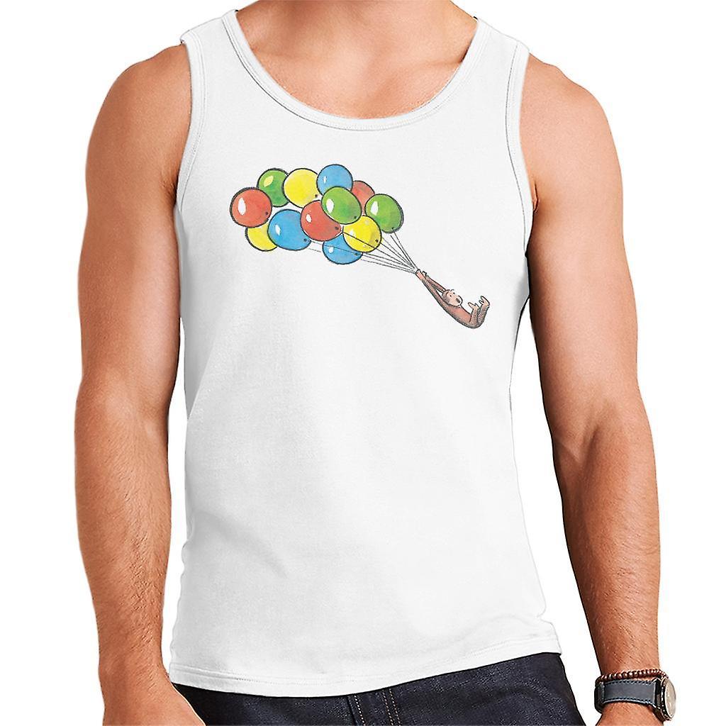 Curious George Balloon Flying Backwards Men's Vest White XX-Large