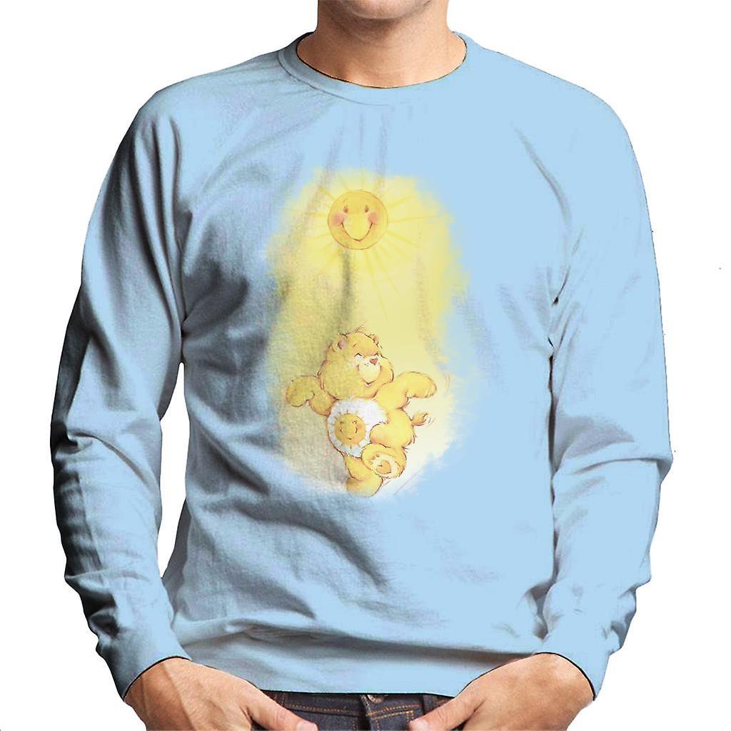 Care Bears Funshine Bear Dancing In The Sun Men's Sweatshirt Sky Blue Small