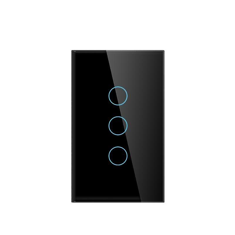 Slowmoose Gang Remote Touch Control Smart Light Switch Black 3 Gang