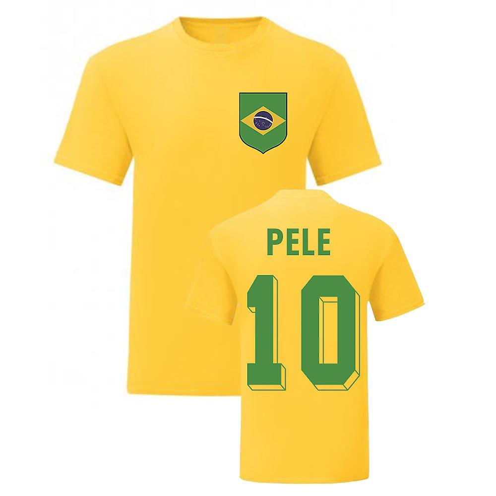 UKSoccerShop Pele Brazil National Hero Tee's (Yellow) XLB (12-13 Years)