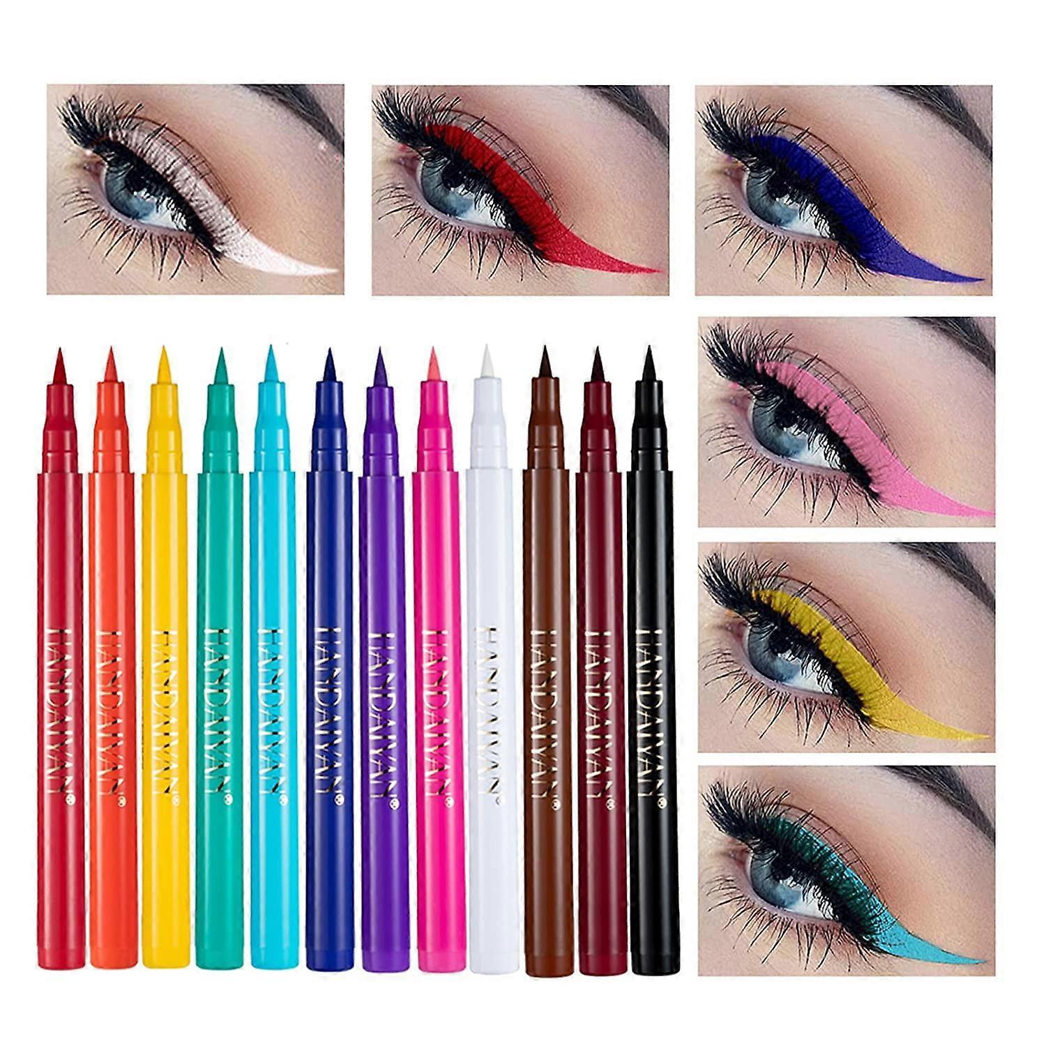 Zhiyi 12 Colors Eyeliner Pen Set, Matte Liquid Eyeliner Kit Metallic Eyeliner Pencil Smudgeproof Eyeliner for Women Eye&Lip Neon Liner Professional...