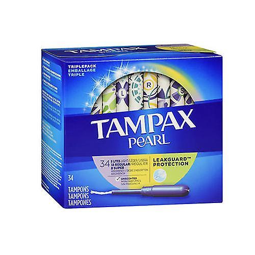 Tampax  Pearl Tampons Plastic Applicator Unscented Multi Absorbencies, 34 Each (Pack of 1)