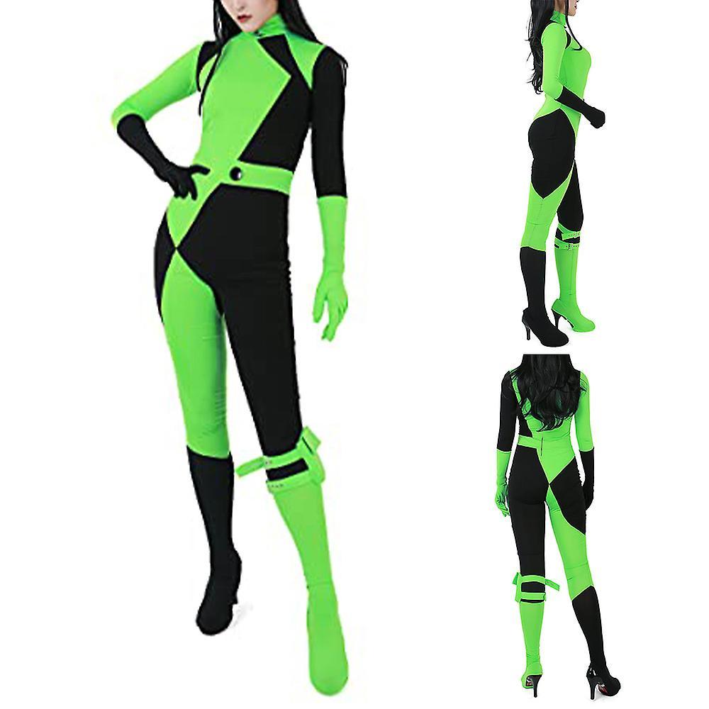 Sevenday Miss Go Cosplay Costume Jumpsuit Women's Shego Halloween Party Fancy Dress Up Bodysuit 170