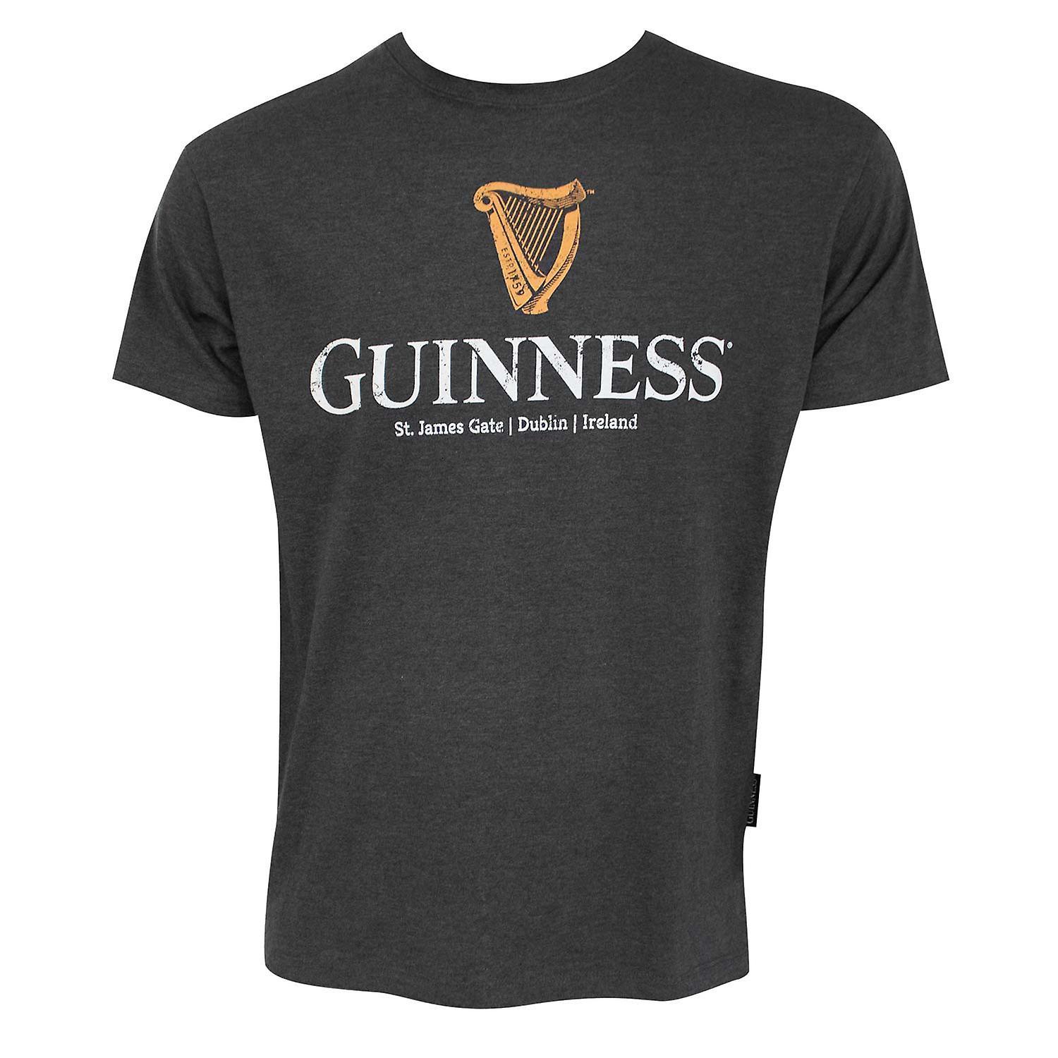 Beers Guinness Classic Harp Logo Charcoal Grey Tee Shirt Black XXX-Large