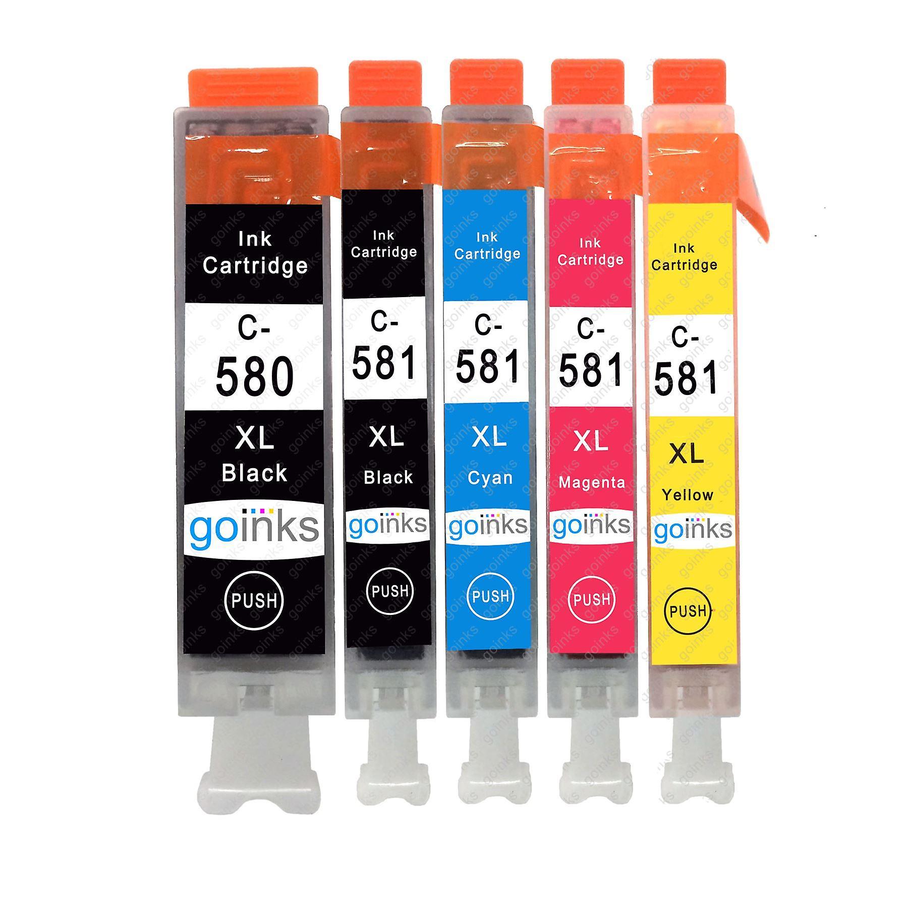 1 Set of 5 Ink Cartridges to replace Canon PGI-580 & CLI-581 Compatible/non-OEM from Go Inks (5 Inks) Black/Cyan/Magenta