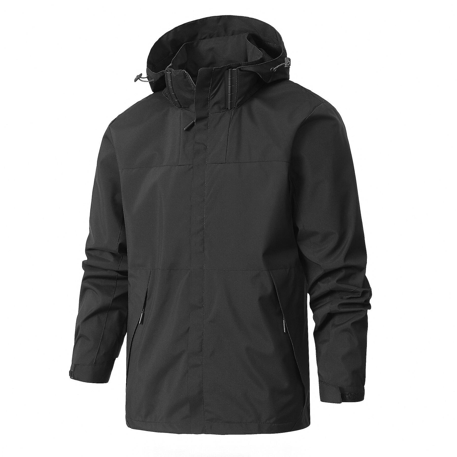 Youthup Mens Hooded Rainproof Waterproof Jacket Black 3XL