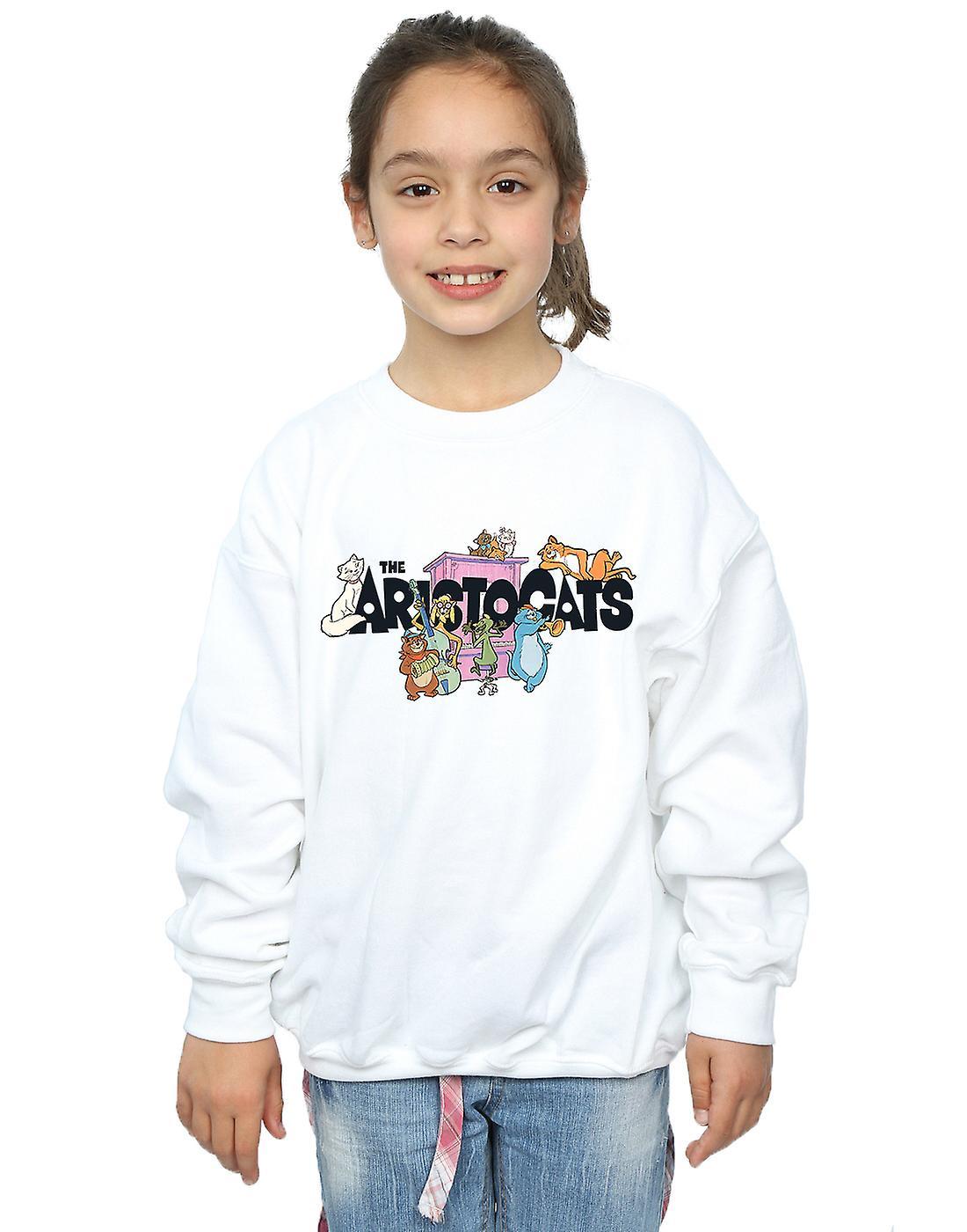 Absolute Cult Disney Girls Aristocats Logo Sweatshirt White 12-13 years