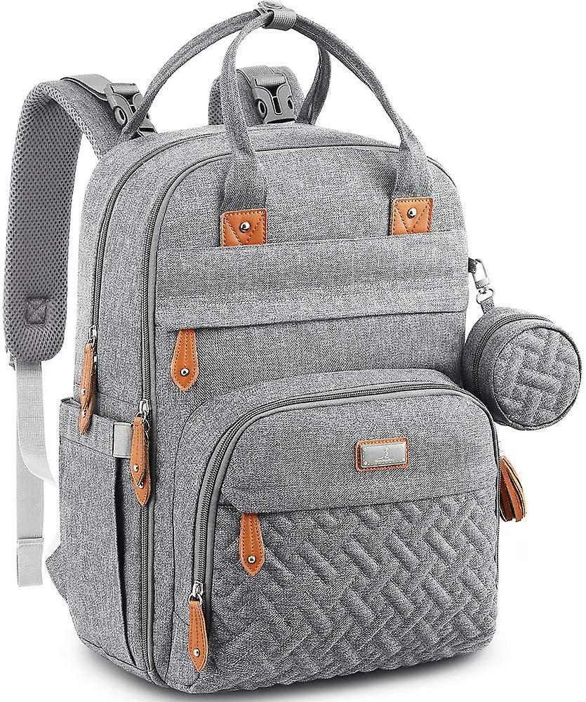 Sucova Baby Changing Bag Backpack, Nappy Changing Back Pack Diaper Bags With Changing Mat & Pacifier Holder For Mom & Dad (light Grey)