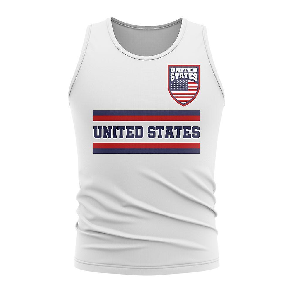 UKSoccerShop USA Core Football Country Sleeveless Tee (White) Womens XXL (Size 18 - 40 inch Chest)