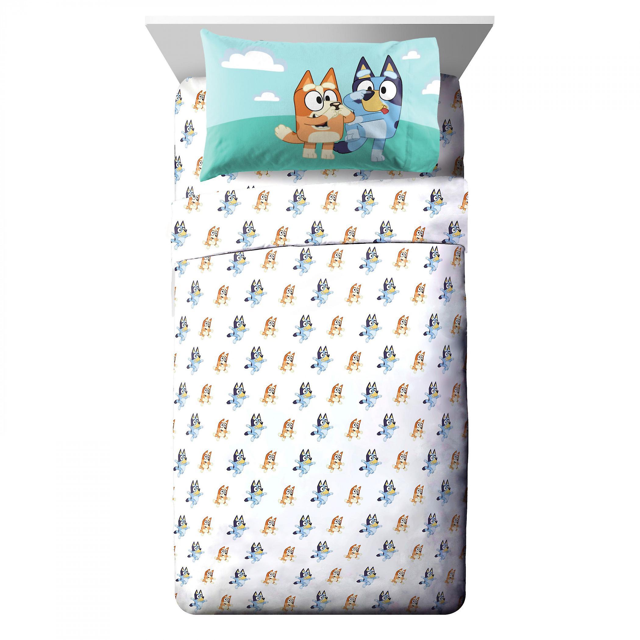 Cartoons Bluey and Bingo Twin Sheet 3-Piece Set Multi-Color