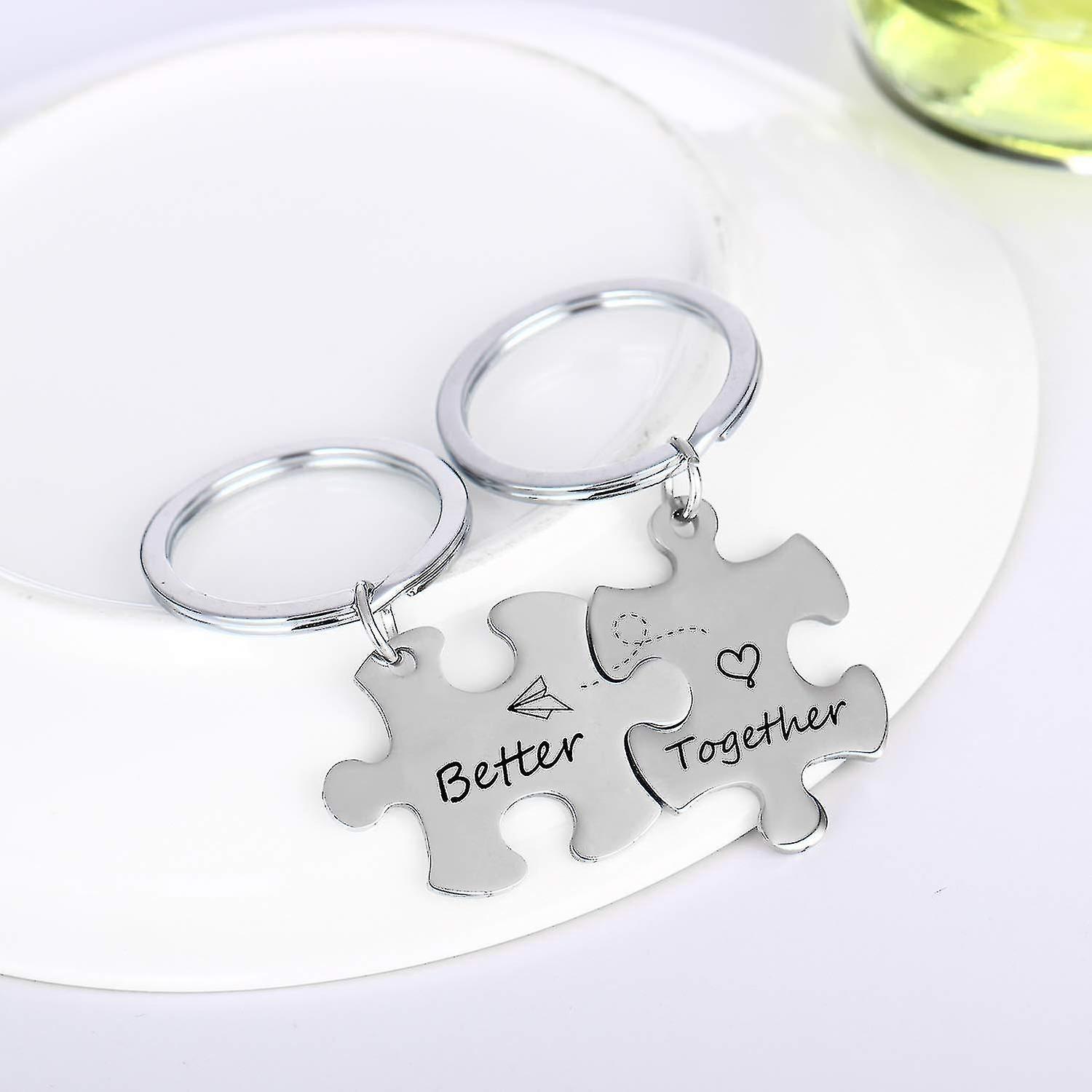 Exsha Couple Keyrings Boyfriend Girlfriend Gift Husband Keychain Valentine Day Gift Love Puzzle Jewellery (better Together)