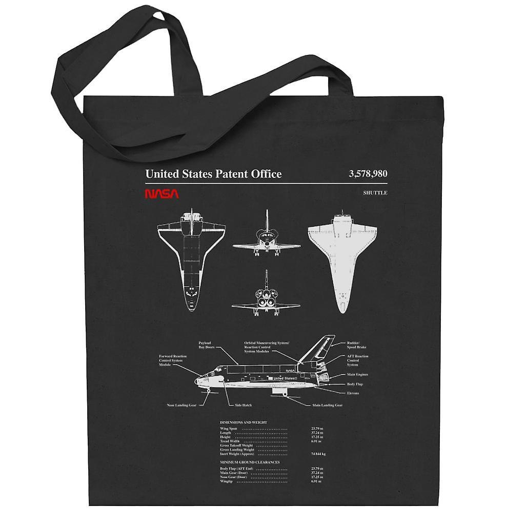 NASA Shuttle Dimensions And Weight Blueprint Totebag Black 38 x 42 cm