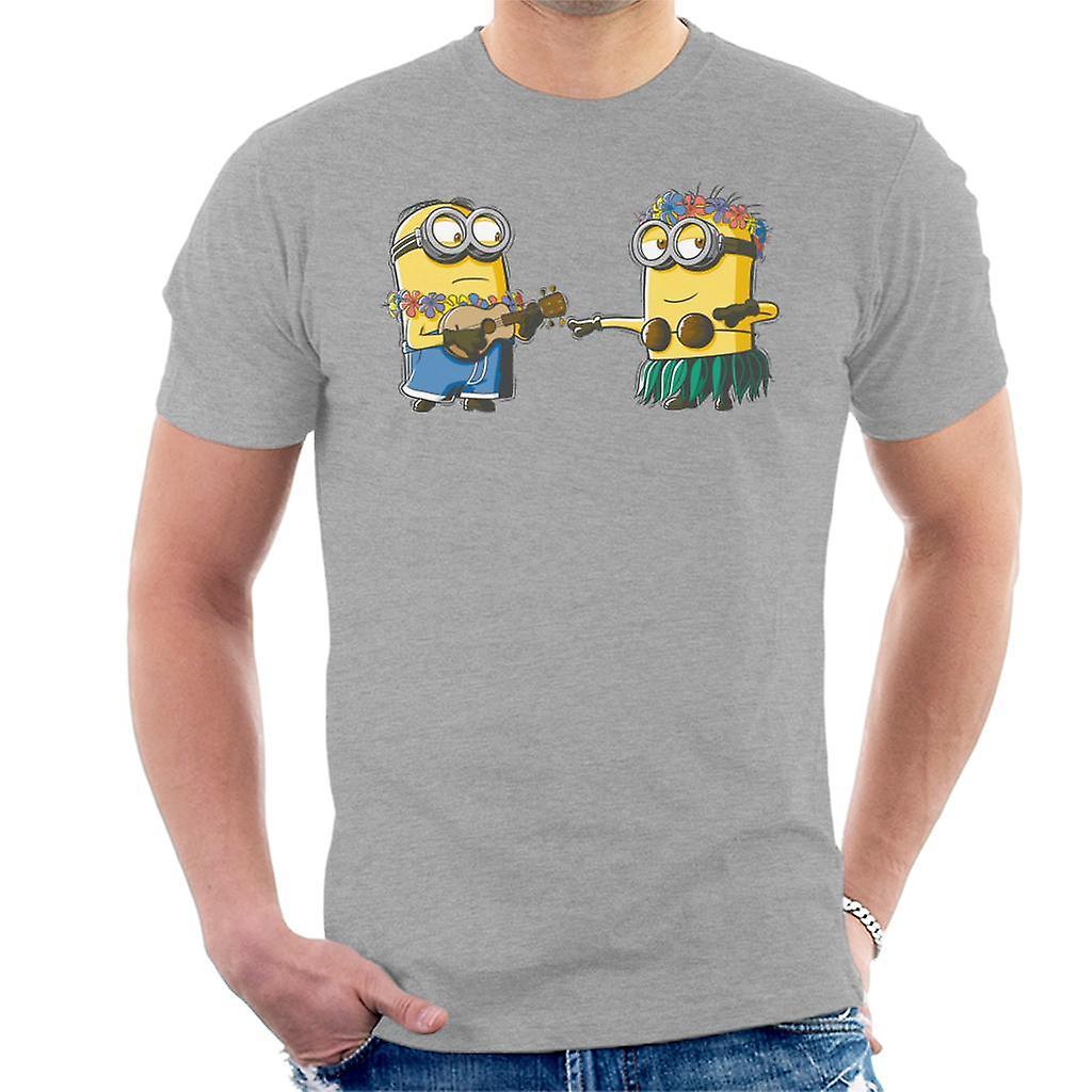 Despicable Me Minions Hula Men's T-Shirt Heather Grey XX-Large