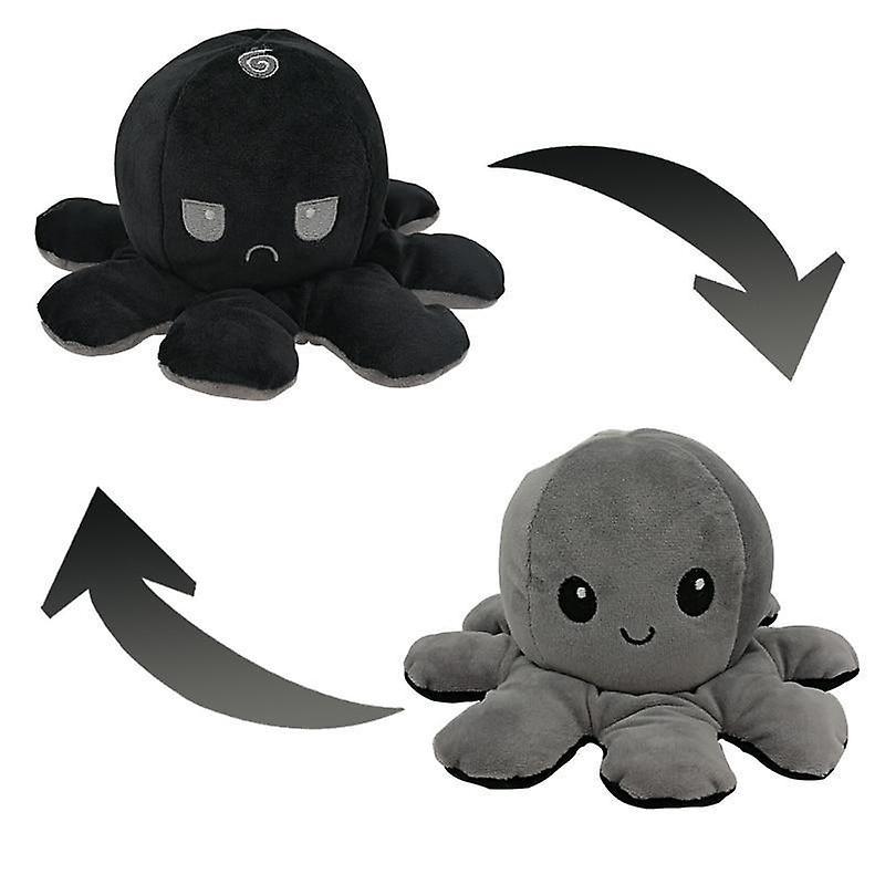 Slowmoose Octopus Design, Reversible Plush And Stuffed Doll Toy Grey + Black