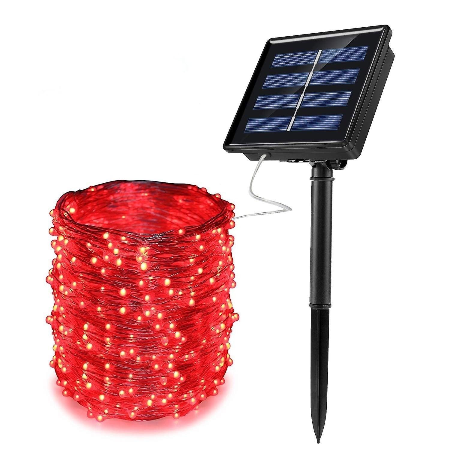 Slowmoose Solar Powered Waterproof Fairy Copper Wire String Lights Red 10m100led(1pcs)