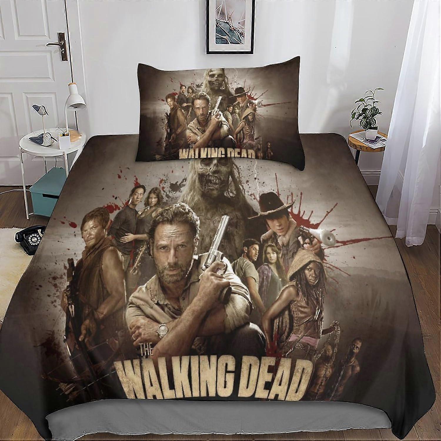 Kerota The Walking Dead 2 Piece Bedding Set with 3D Duvet Cover - Microfiber Bedding Set with Zipper Closure Single Single135x200cm