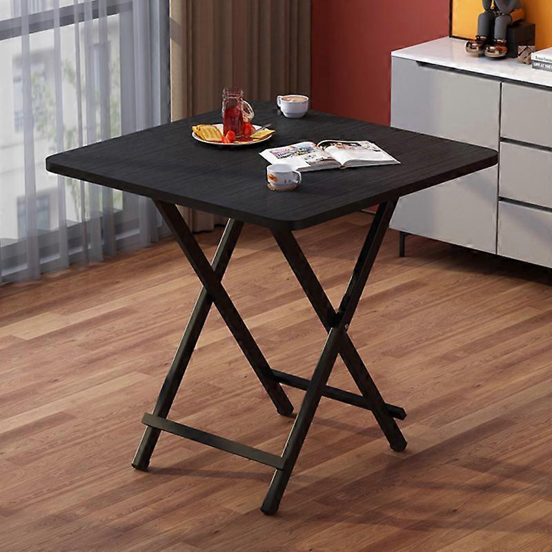 Living And Home Dining Table Foldable Rustic Wooden Square Dining Table Black 70x70cm