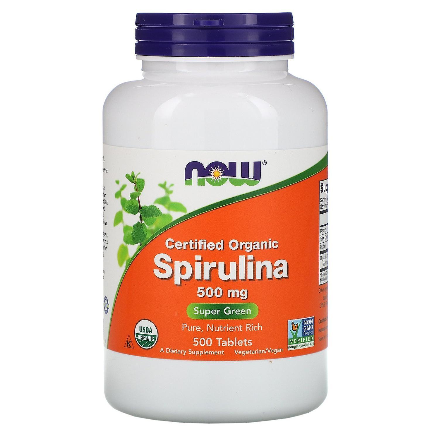 Now Foods, Certified Organic Spirulina, 500 mg, 500 Tablets