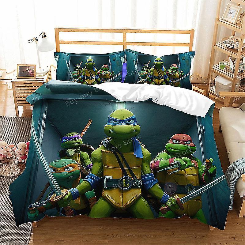 Otwoo Teenage Mutant Ninja Turtles New Movie Bedding Set Duvet Cover Pillowcase Set Children Anime Room Decor Cartoon Quilt Cover Gift AU Single-14...