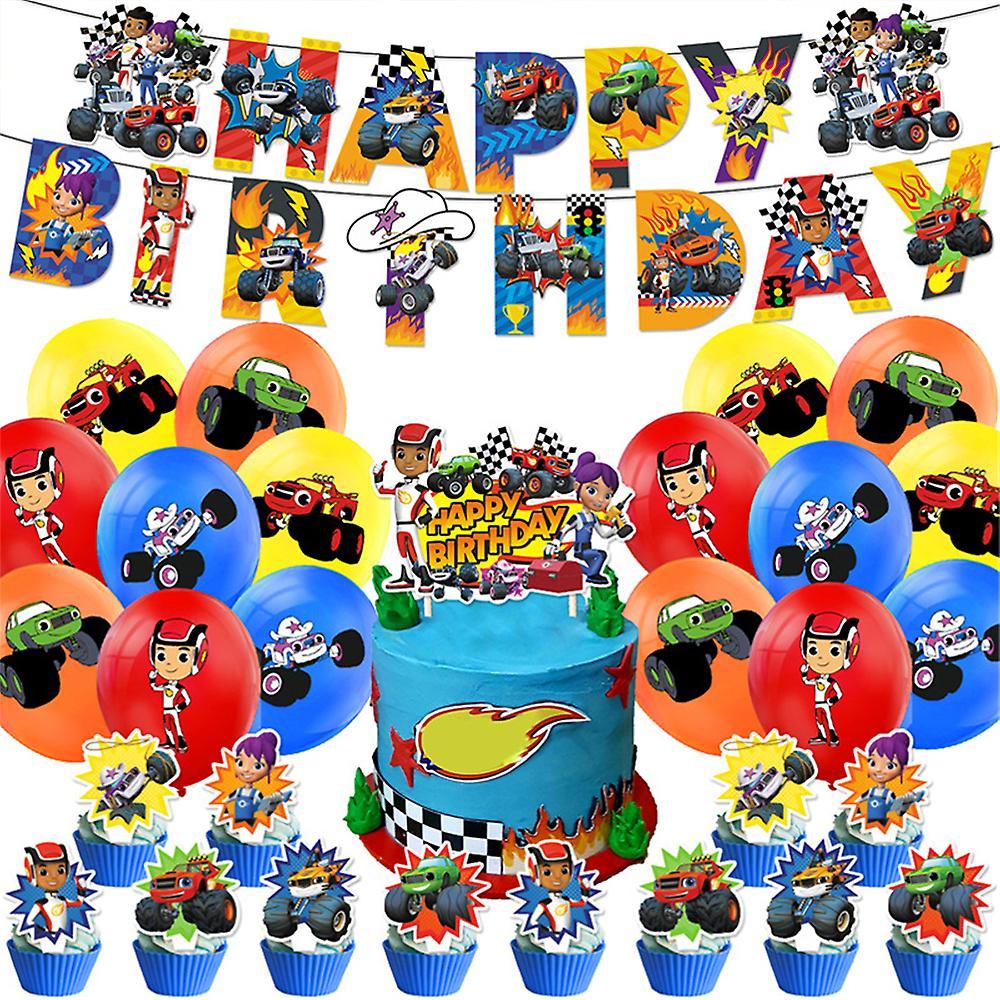 Eocici Blaze And The Monster Machines Theme Party Supplies Decorations Balloons Cake Topper Banners Sets