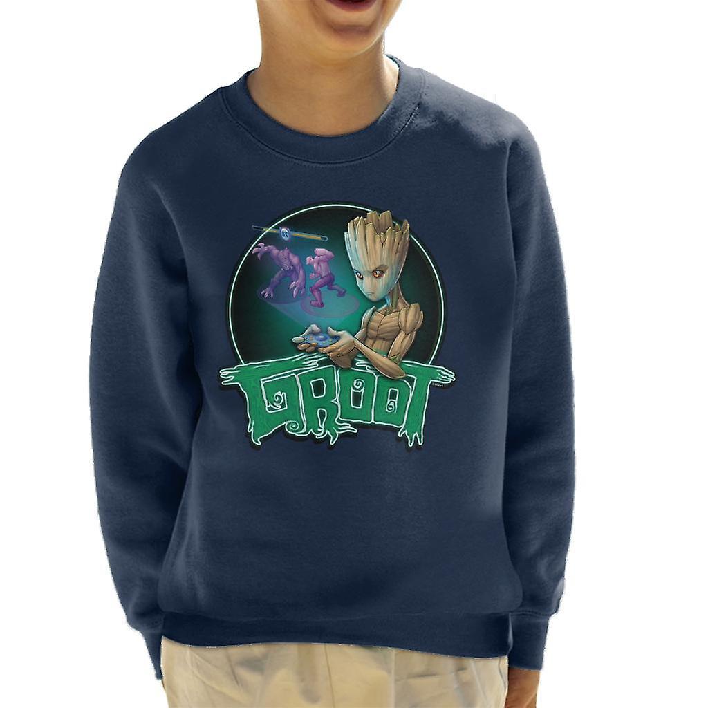 Marvel Guardians Of The Galaxy Teenage Gamer Groot Kid's Sweatshirt Navy Blue X-Large (12-13 yrs)