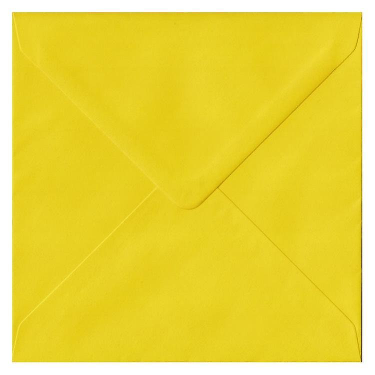 ColorSono Sunflower Yellow Gummed 130mm Square Coloured Yellow Envelopes. 100gsm FSC Sustainable Paper. 130mm x 130mm. Banker Style Envelope. 100