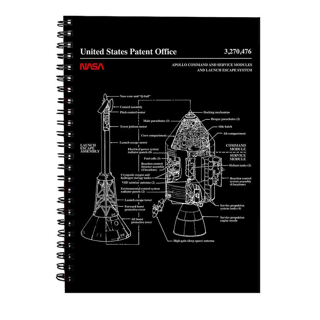 NASA Apollo CSM Escape System Blueprint Spiral Notebook Black 15 x 21 cm