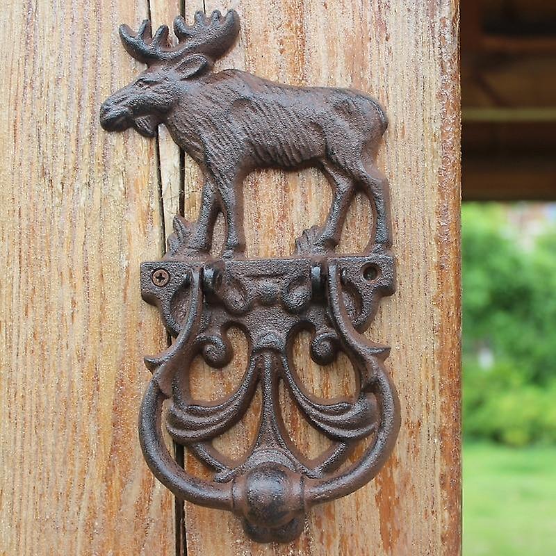 Slowmoose American Style Iron Knocker Crafts Vintage Owl Door Knocking- Antique Handle elk