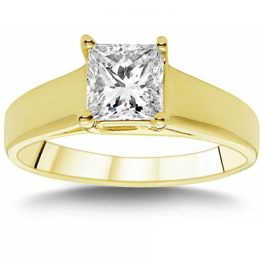 Pompeii3 1 CT Princess Cut Diamond Solitaire Engagement Ring 14k Yellow Gold 8.5