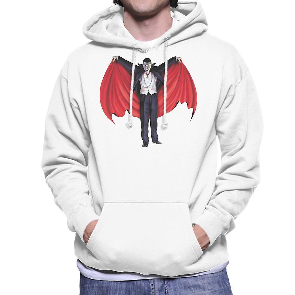 Dracula Cape Full Men's Hooded Sweatshirt White XX-Large