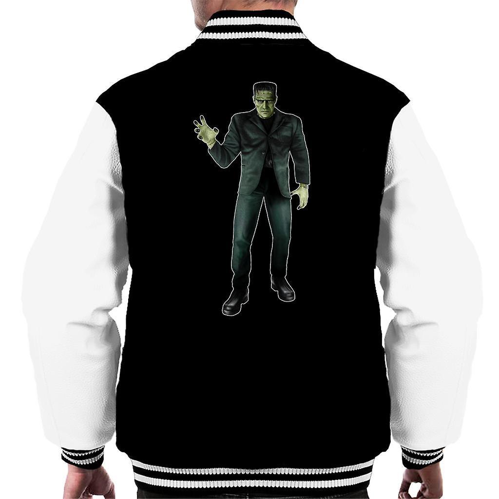 Frankenstein Monster Pose Men's Varsity Jacket Black/White XX-Large