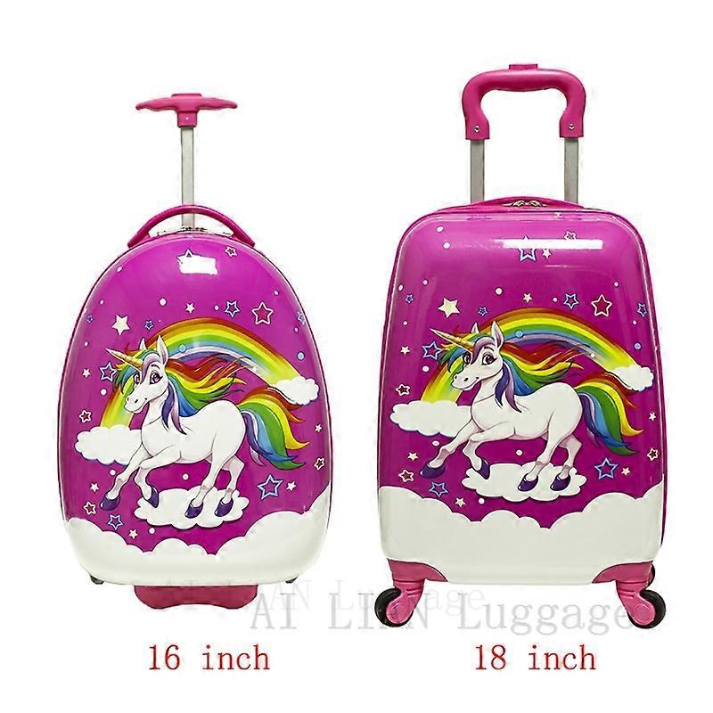 Redkid New Kids Travel Suitcase Spinner Wheels Children's Trolley Luggage Bag Cartton Trolley Case Carry Ons Suitcase Cute Luggage REDWHITEHORSE 16