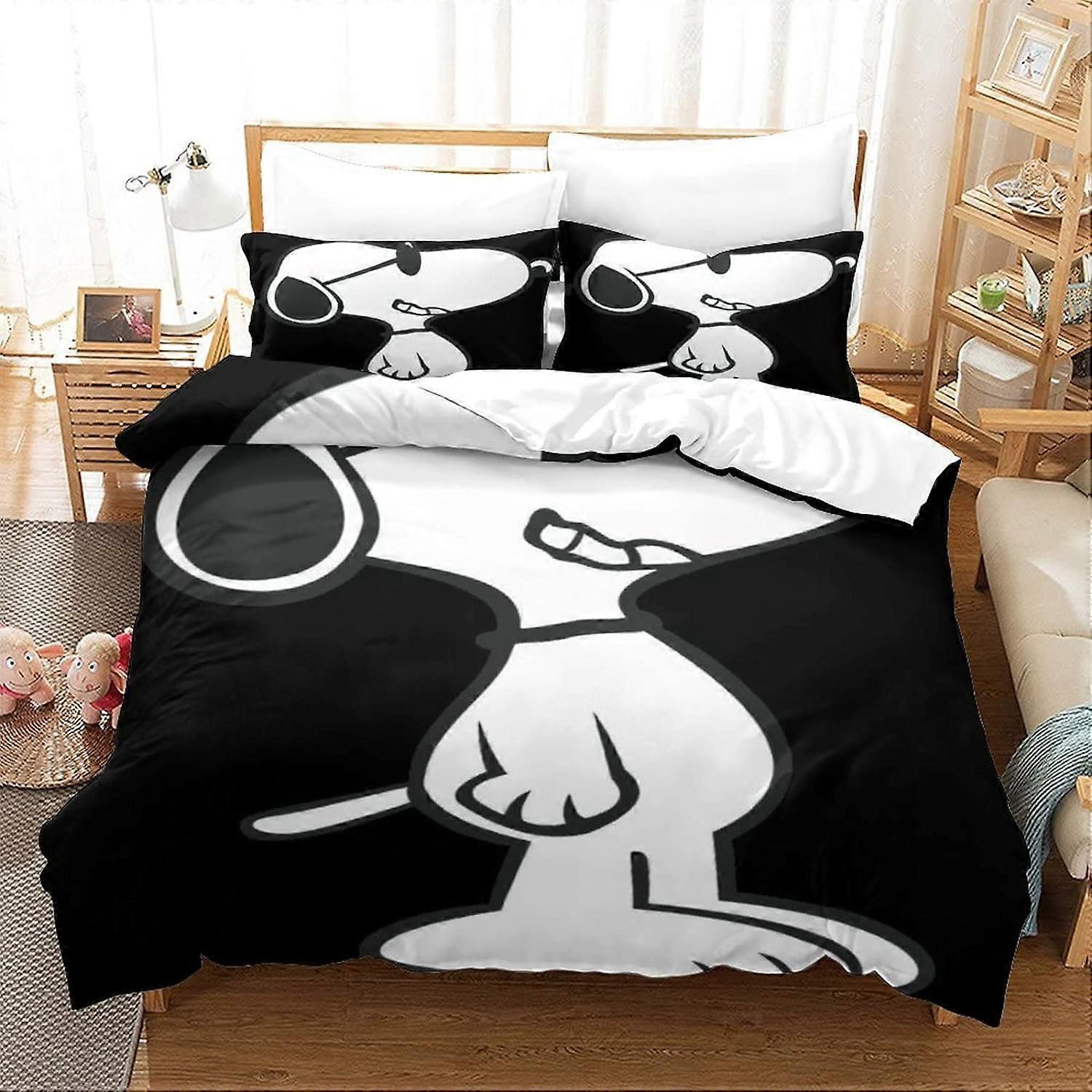 Kerota Snoopy - Bedding Set Pieces - Duvet Cover with Cartoon Theme Animated Characters in D Print - Comfortable and Soft,King 135*200 CM Single135...